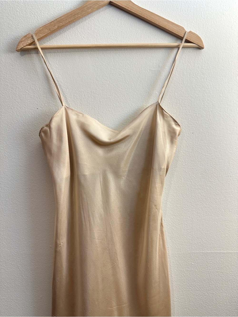 Vintage Silk Slip Dress in Champagne